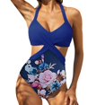 thumbnail image 1 of Aayomet Swimsuit for Women Leopard Pattern Splicing Swimsuit New Sexy Leaky Back (Navy, M), 1 of 4