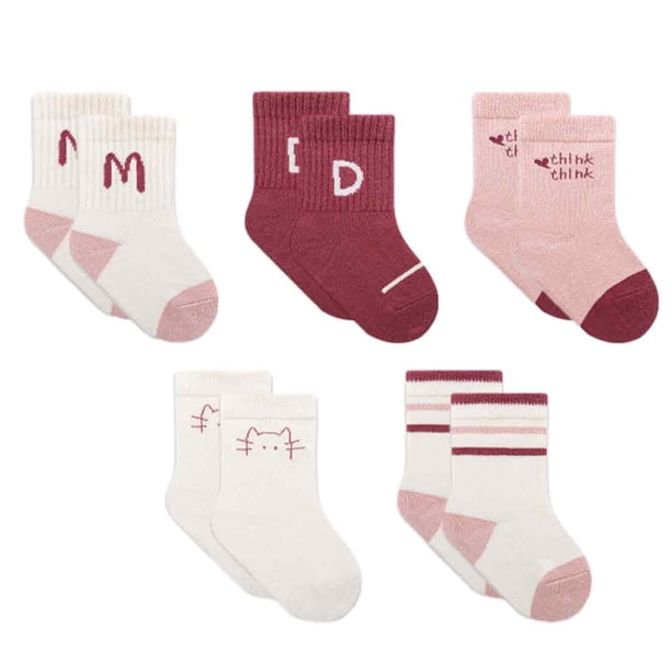 1 juego de calcetines para niños Calcetines de gato con estampado de dibujos animados rosas para niños