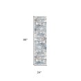thumbnail image 5 of 8' Blue And Ivory Abstract Washable Runner Rug, 5 of 5