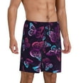 thumbnail image 2 of Naloa Purple Butterfly Men's Short Pajama Pants, Lounge Comfort Shorts with Elasticized Waistband and Side Pockets - XX-Large, 2 of 9