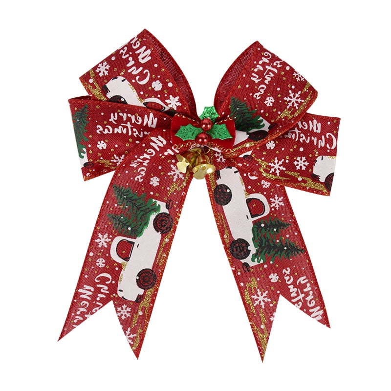 5m/roll Merry Christmas Tree Car Elk Printed Burlap Ribbons For Gift Wrapping Xmas New Year Decoration Handmade Wreath Bows