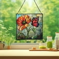 thumbnail image 2 of Butterfly and Poppy Flower Stained Glass Panels – Square Shaped Window Hangings, Tiffany Glass Traditional Art Crafts for Home Decor Gifts 79OR10, 2 of 6