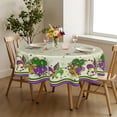 thumbnail image 3 of Mardi Gras Purple Tablecloth Spring Cream Round Tablecloth 60 Inch Carnival Fleur De Lis Mask Table Cloth for Farmhouse Kitchen Decor Polyester Fabric Holiday Table Cover for Party Outdoor, 3 of 7