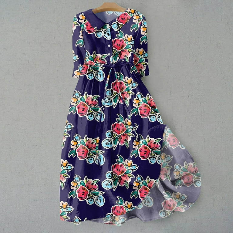 Milkmaid Sundress Women Korean Style Dresses Lace Up Waist Defined Shirt Midi Dress Summer Half Sleeve Trendy A Line Dress Blue Dress