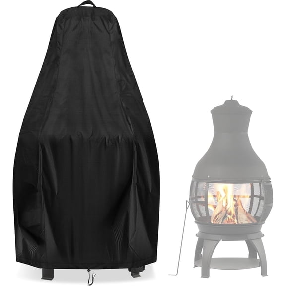 POMER Chiminea Cover for BALI OUTDOORS, Waterproof Outdoor Fireplace Fire Pit Cover- 25”D x 50”H, Black