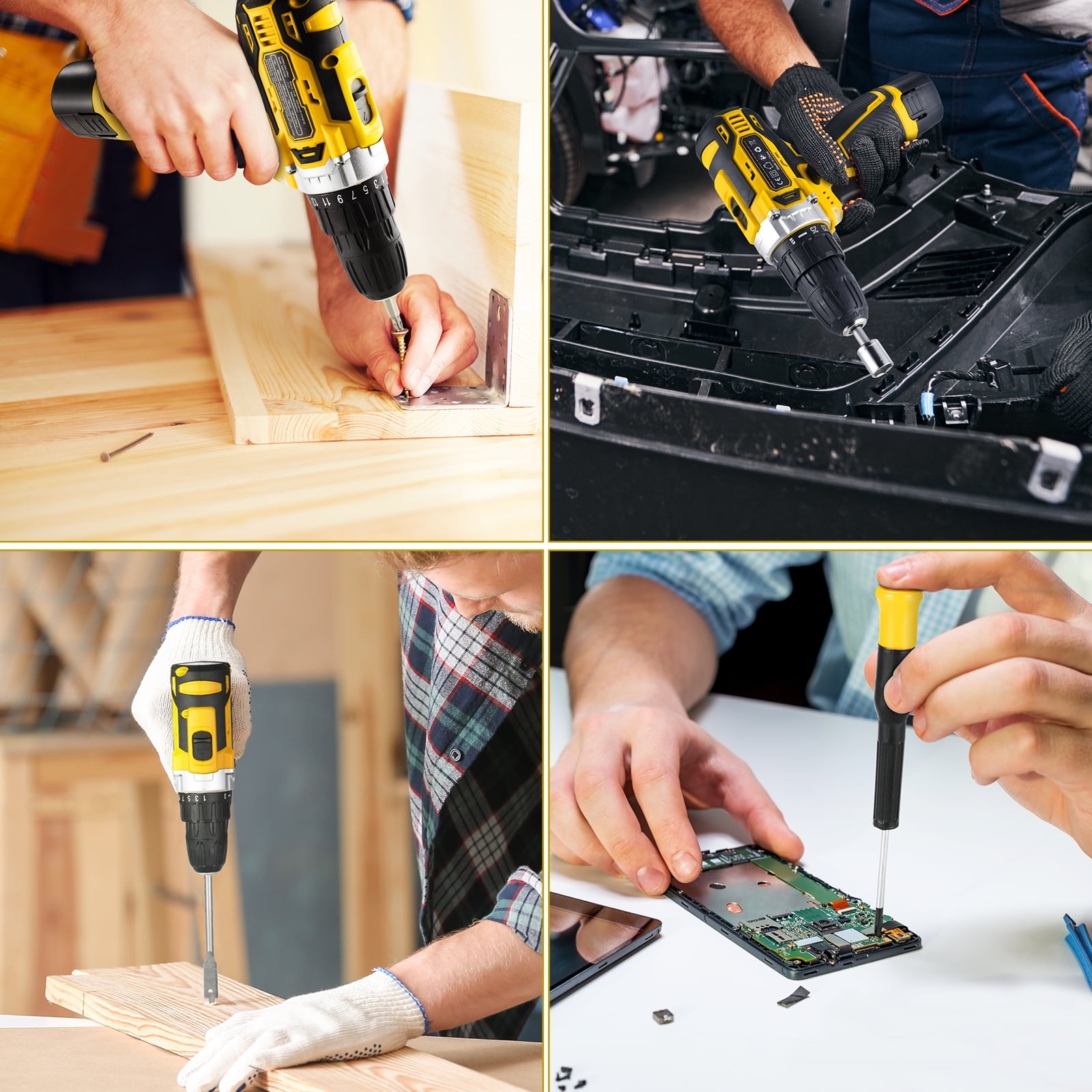 TLGREEN 12V Cordless Drill Tool Set - 139 Piece, 2Ah Battery, 2-Speed Adjustable Power & Rapid Charging Magnetic drill, Home Tool Kit for DIY, Repairs, Gift for Father, Yellow