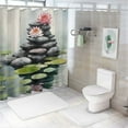 thumbnail image 7 of Fenyluxe Lily Rocks Pond Pretty Shower Curtain Bathroom Decor Polyester Home Bathtubs Decoration Set with Hooks 69x72, 7 of 7