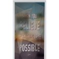 thumbnail image 1 of No lue Window Sticker Stained lass Opaque 3D lass Stickers Quote When You Believe Anything is Possible Polygonal Pattern Background Modern Print Teal Brown 35.4" x 39" No lue Anti UV Window Pape, 1 of 6