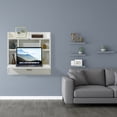 thumbnail image 4 of Wall Mount Folding Laptop Writing Computer or Makeup Desk with Storage Shelves and Drawer, 4 of 7
