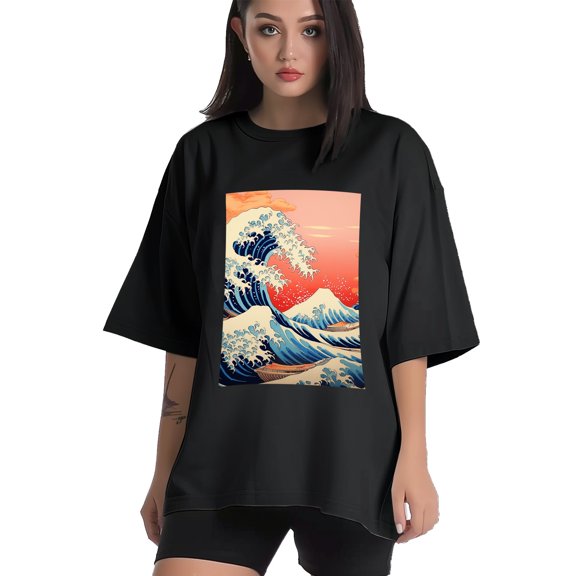 Plus Size Shirt for Women Black Tops for Women Short Sleeves Shirt for Women Wave 2 T Shirt Crewneck Shirt for Women XS