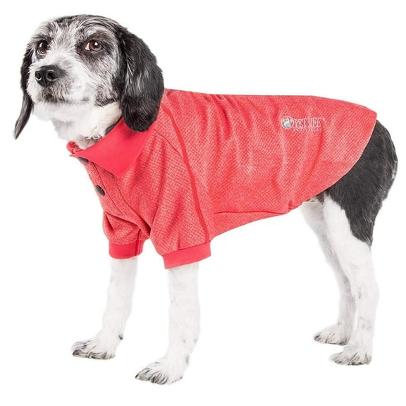 Pet Life ® Active 'Fur-Flex' Stretch and Quick-Dry Anti-Odor Fitness Yoga Dog Polo T-Shirt