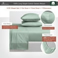 thumbnail image 5 of Pizuna Cotton Twin Bed Sheet Set, Hotel Quality Sateen, 400 Thread Count, Fits Mattress up to 15” – Sea Foam, 5 of 7