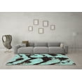 thumbnail image 3 of Ahgly Company Machine Washable Indoor Square Abstract Turquoise Blue Modern Area Rugs, 6' Square, 3 of 4