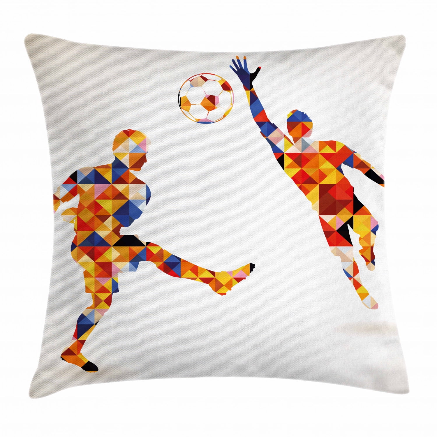Multicolor 18x18 Fantasy Design Soccer Fire Ball Throw Pillow
