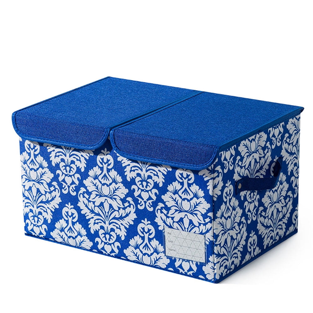 Storage Box with Double Lid, Large Capacity Foldable Fabric Storage Box
