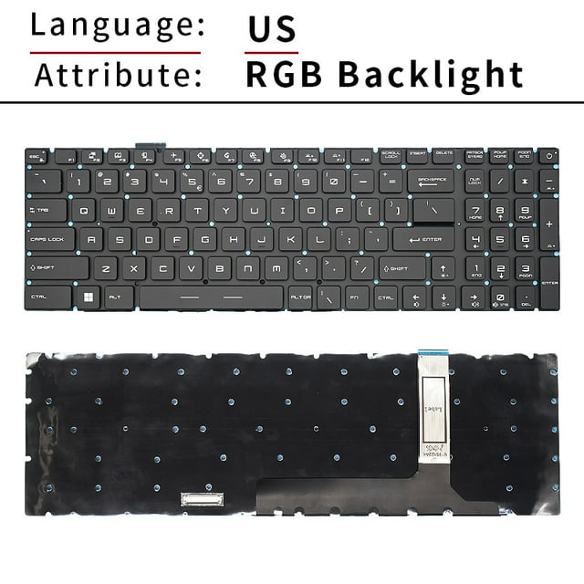 Clavier Rus US pour MSI GS76 GE76 GP76 Raider 10UG 10UH 11UG 11UH Stealth 11UE Leopard 11UE MS-17K3 Rétroéclairage RGB US RGB