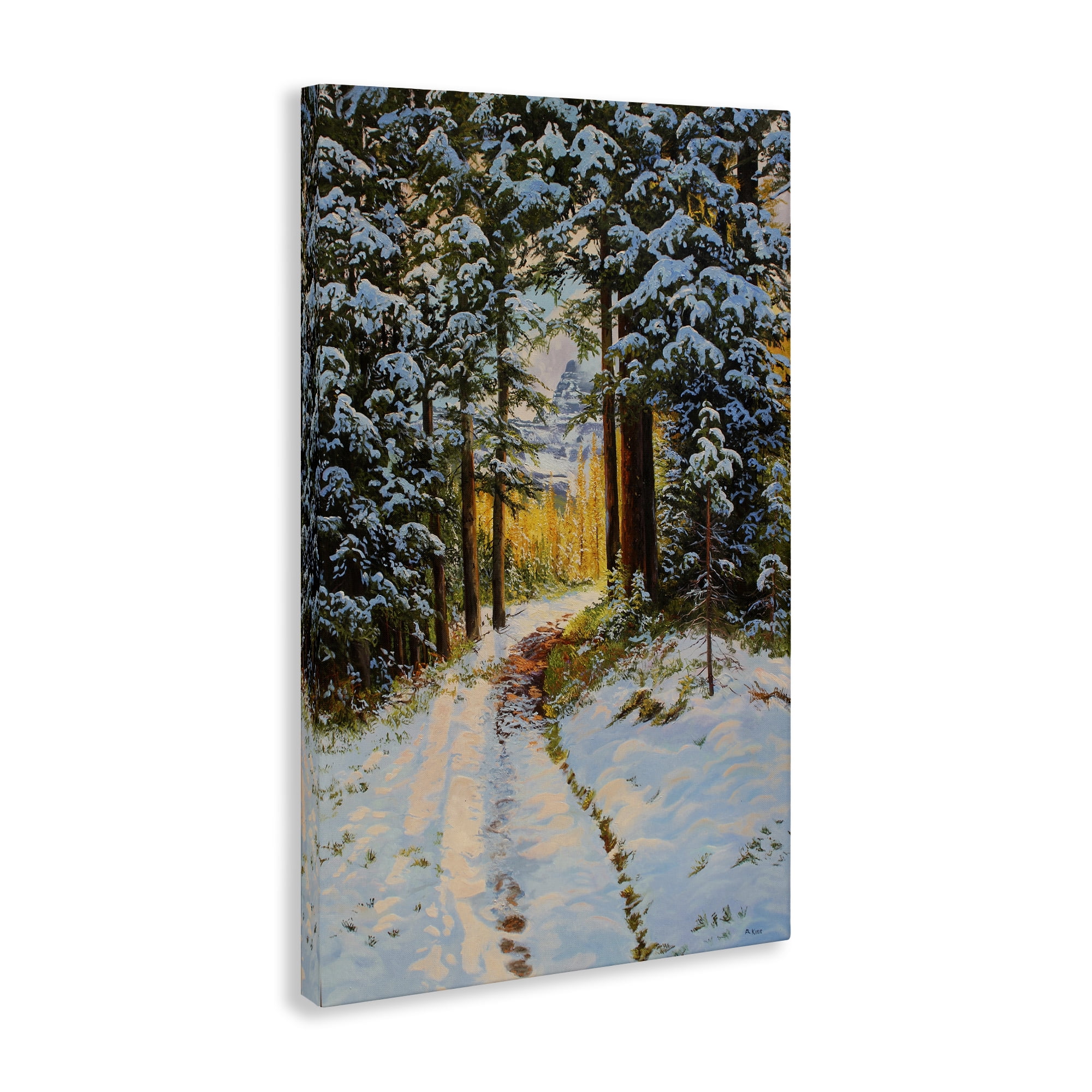 Stupell Industries Snowy Forest Trail Landscape & Nature Painting Wrapped Canvas Art Print Wall Art, 20 x 30