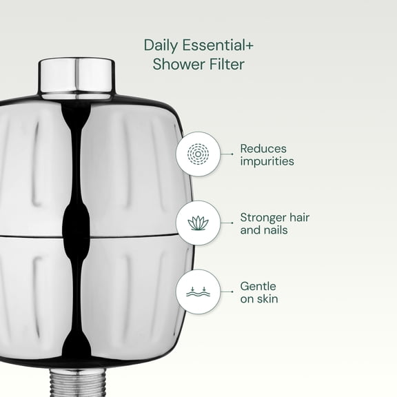Aquabliss SF500 Daily Essential+ Heavy Duty Shower Filter – 44% More Filter Media, Reduces Chlorine & Sediment – Well Water Compatible - Chrome