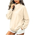 thumbnail image 2 of Brqkzdu Women Mock Neck Sweatshirt Drop Long Sleeve Casual Oversized Sweatshirts Fall Lightweight Loose Fit Comfy Pullover Sweatshirt, 2 of 10