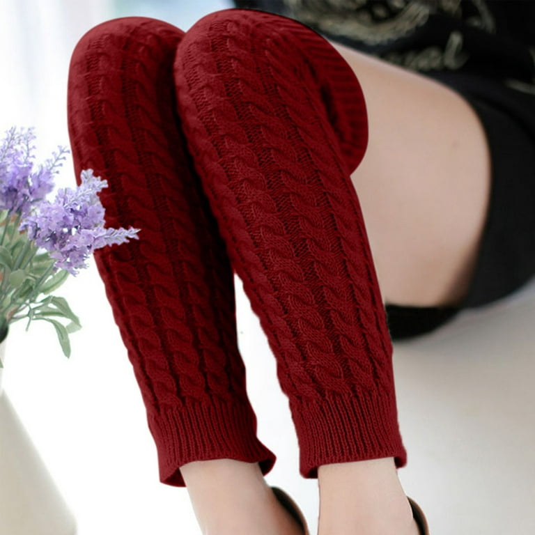Dadaria Leg Warmers for Women 80s Fashion Women Winter Warm Leg Warmers  Knitted Crochet Long Socks Wine 40cm-43cm,Women 