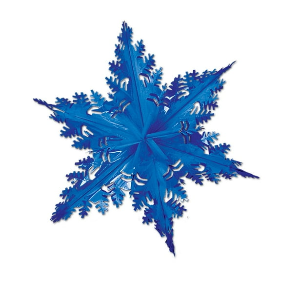 Beistle Club Pack of 12 Metallic Blue Winter Snowflake Hanging Christmas Decorations 24"