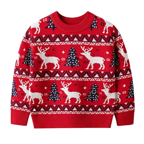 KEXE Toddler Sweater Youth Boys Full Pine Tree Knit Pullover For Winter Christmas Outdoor Family Trips(2-3 Years,Red)
