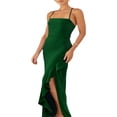 thumbnail image 2 of Femmes Été Long Skinny Robe Fronde Couleur Unie Irrégulière Fendue Robe d'Ourlet, 2 of 7