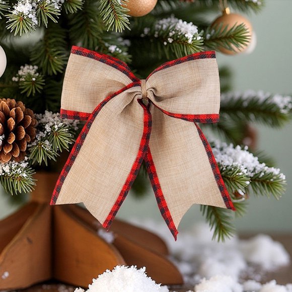 Lazos de tela para decoración navideña, lazos de Navidad, lazos de cinta, accesorios para árbol de Navidad, adornos de Halloween, decoración de otoño, decoración del hogar, adornos navideños