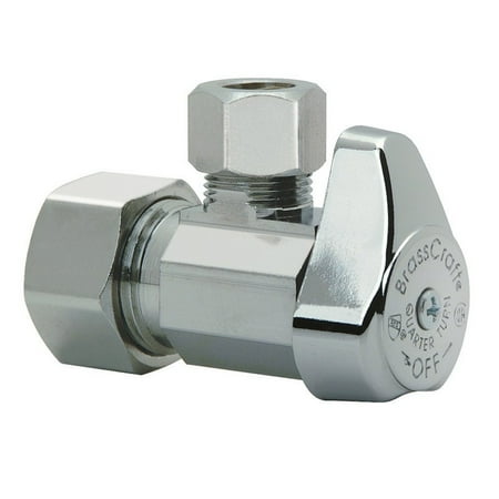 1/4 Turn Angle Supply Valve - Brass Craft Service Parts G2CR19X C1 5/8 x 3/8-Inch Chrome Angle Valve