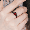 thumbnail image 4 of Oval Cut Red Garnet Ring in 14k Black Gold Vermeil - Art Deco Twig Leaf Garnet Ring - Anniversary Ring For Wife, 4 of 6