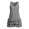 thumbnail image 7 of Admvng Womens Dress Tiered Ruffle V Neck Sleeveless Summer Comfy Double Layer Hem Dress, 7 of 7