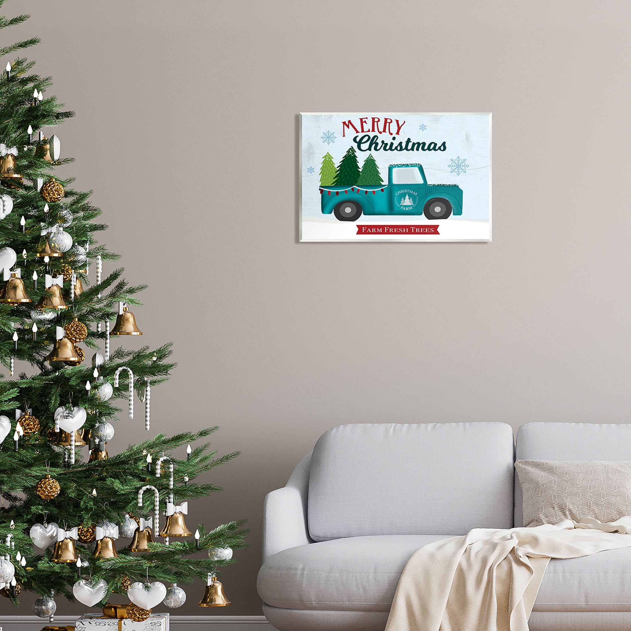 Merry Christmas Farm Fresh Trees Sign Holiday Graphic Art Unframed Art Print Wall Art