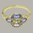 thumbnail image 5 of LBG British Made 9k Yellow Gold Natural Diamond & Tanzanite Womens Anniversary Ring - 33 size options - Size 6.75, 5 of 6