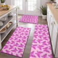 thumbnail image 2 of Pink Butterfly Pattern Kitchen Rugs Sets Of 3,Kitchen Runner Rugs Non Skid Washable,Decorative Kitchen Floor Mats for Kitchen,Sink,Laundry,17"x30"+ 17"x47" + 17"x59", 2 of 6