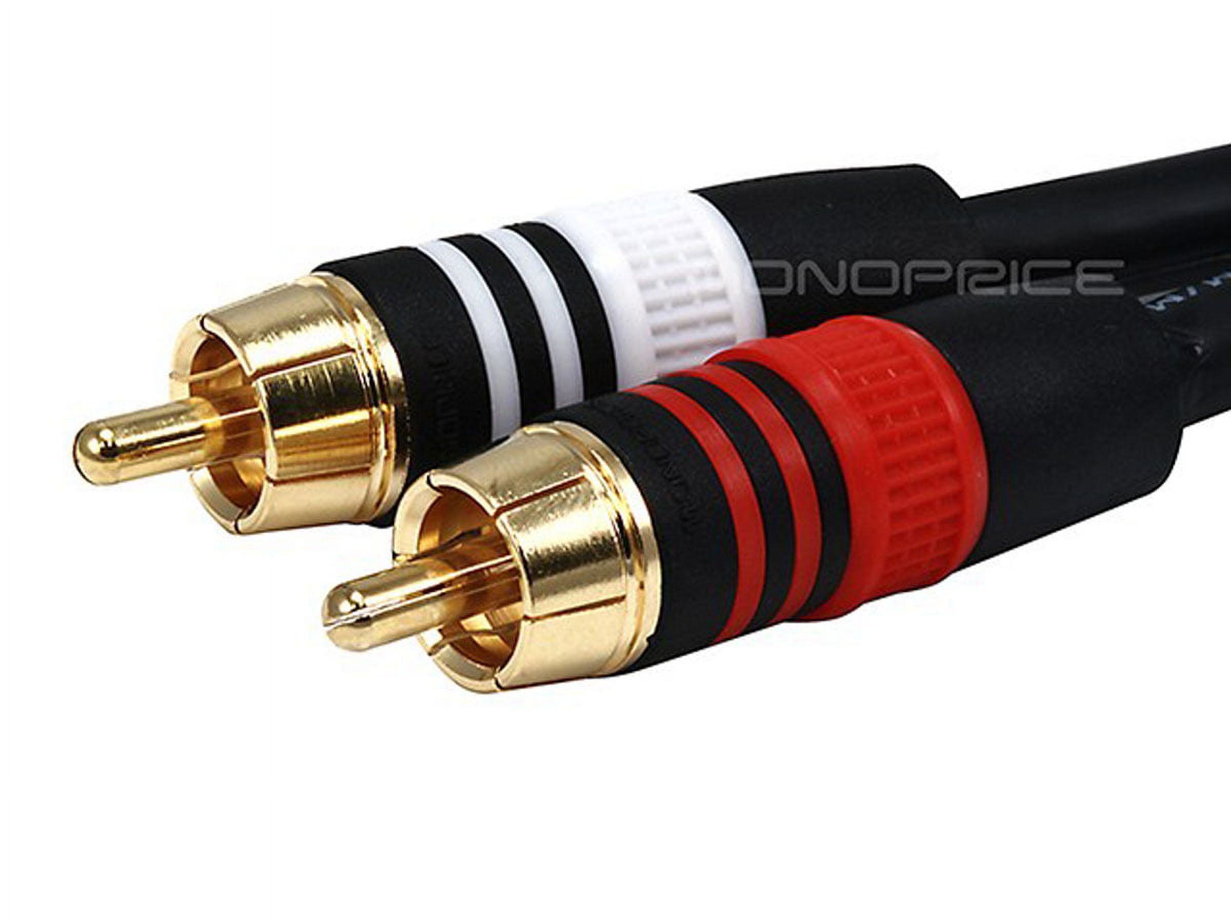 Monoprice Audio Cable - 0.5 Feet - Black | Premium 3.5mm Stereo Female to 2 RCA Male 22AWG, Gold Plated - image 2 of 3
