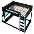 thumbnail image 6 of Mirightone Full over Full Bunk Bed with Gaming Desk and Storage Shelves, Full Wooden Gaming Bunk Bed with LED Light & Charging for Gamer - Black+Blue, 6 of 8