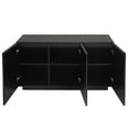 thumbnail image 2 of Lunale 47.24" Carved Line 3 Door Storage Cabinet with LED, Sideboard Buffet Cabinet for Living Room, Black, 2 of 7