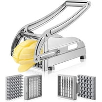 WZW French Fry Cutter Stainless Steel Vegetable Dicer Potato Slicer French Fries Grater Potato Chipper Chip Cutter with 2 Replacement Blades and Non-Slip Feet for Commercial Family Easy Slicer