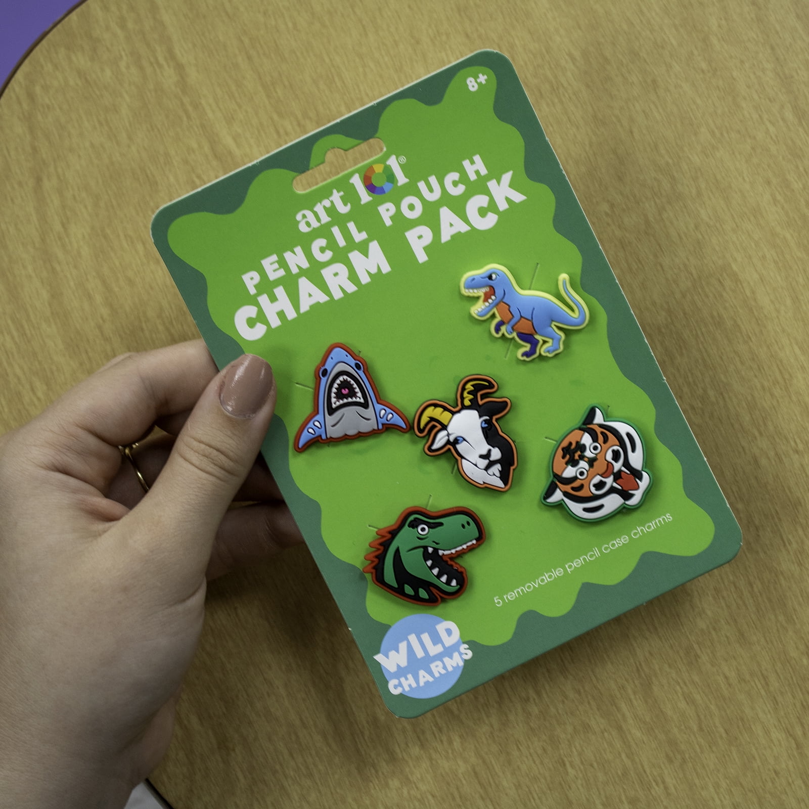 Art 101 Wild Creature Silicone Charms-Pencil Case Accessory, back to school, for students, 5-Pack