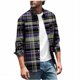 thumbnail image 2 of Blusa y camisa de manga larga con cuello vuelto para hombre, informal, a la moda, con botones, estampado a cuadros, blusa elástica de manga larga con cuello vuelto, blusa de poliéster para hombre, 2 of 5