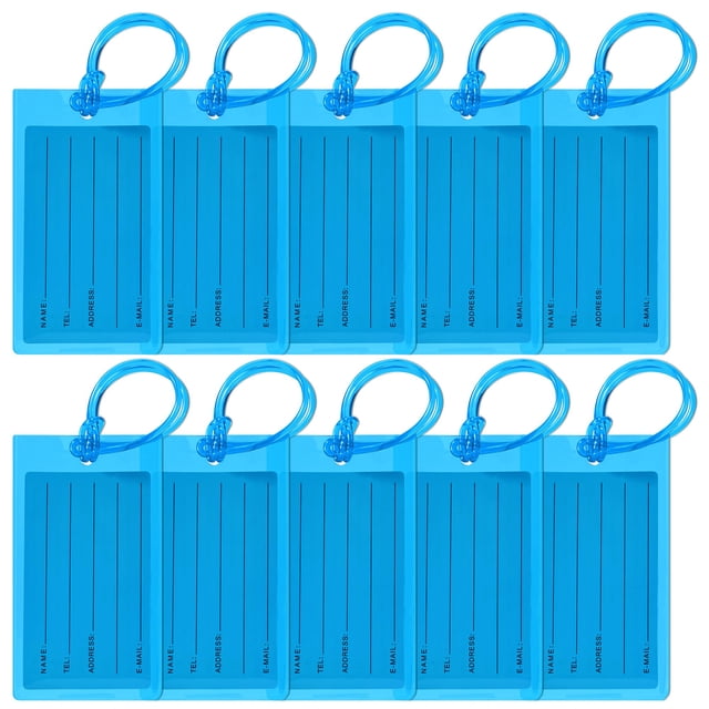10 Pack Luggage Tags for Suitcases, PVC Travel Bag ID Label Tags, Airplane Travel Essentials for Flying, Luggage Accessories by Sodsay
