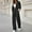 Black, variant on GILIGEGE Two Piece Sets for Women Women's Collar Striped Suit Set Short Suit Top Loose Casual Pants Set Black L