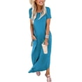 thumbnail image 5 of ANRABESS Womens Summer Dress Short Sleeve Maxi T Shirt Dress Loose Casual Beach Sundress with Pockets Side Slit, 5 of 8