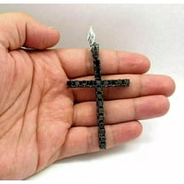 3 Ct Round Cut Lab Created Black Diamond Men's Cross Pendant 925 Starling Silver