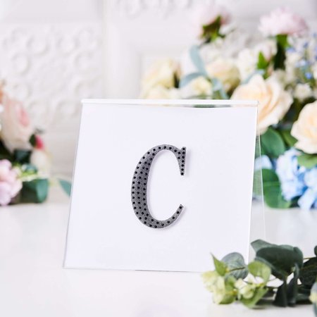 Efavormart 4 Letter C Black Self-Adhesive Rhinestone Number Stickers for DIY Crafts Handicraft Art Graduation Cap Decorations Birthday Party Wedding Alpha-Numeric stickers