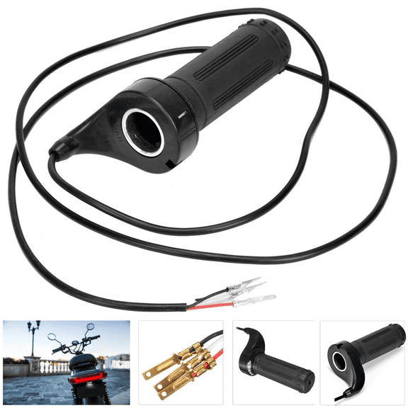 7/8" Full Twist Throttle 3 Wire, Electric Bike Throttle Replacement Kit for 24V 36V 48V E-Scooter Bicycle Go Kart