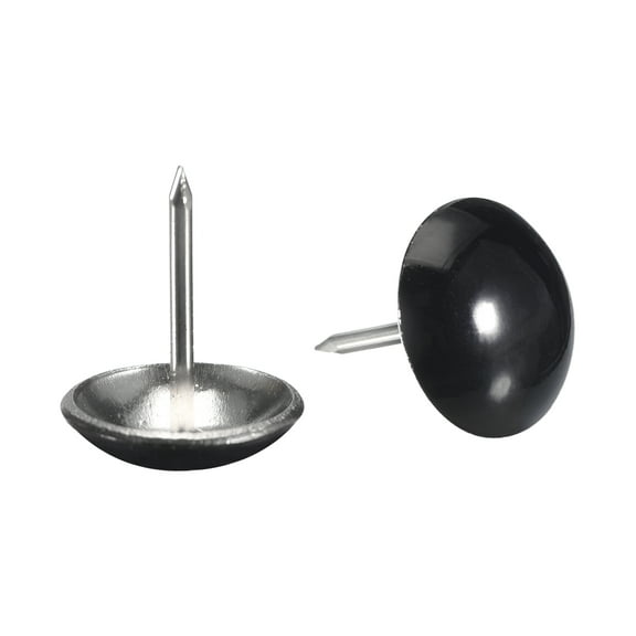 Uxcell 25Pack 16mmx20mm Round Head Decorative Upholstery Tacks Furniture Nails, Bright Black