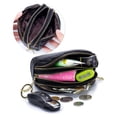 thumbnail image 3 of Monedero de cuero con cremallera para mujer, monedero de triple capacidad, monedero pequeño de viaje con llavero Adepaton BST3005542-1, 3 of 7