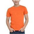 thumbnail image 1 of Pimfylm Chemise à Manches Courtes pour Tout-Petits Garçons Garçon Hauts Décontractés à Manches Raglan avec Col Rond et T-Shirts à Manches Courtes de Couleur Unie Orange, Taille pour 8-9 Ans, 1 of 6