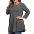 thumbnail image 4 of Tuphregyow Clearance Womens Tops Comfy Casual Oversized Swing Blouse Loose Tummy Hiding Plus Size Tunic Top For Ladies Round Neck Long Sleeve Solid Color Gray L, 4 of 8